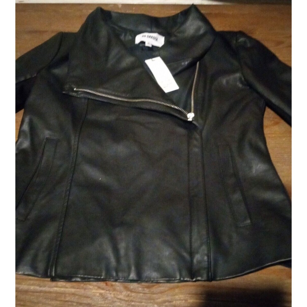 BB Dakota Black Faux Leather Asymmetrical Zipper Moto Jacket Women's Size Small